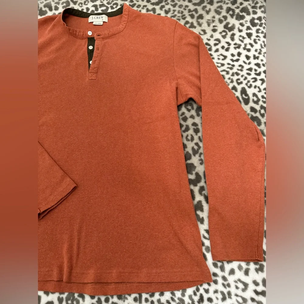Y2K J. Crew Thermal Henley in Dark Cinnamon Size XL Men’s